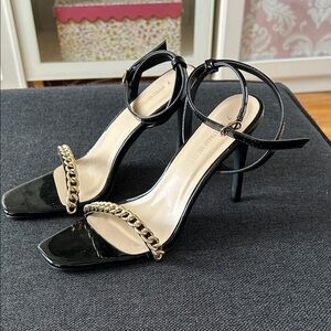 Society Black and Gold Chain Heels